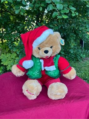 Holiday Plush Teddy Bear in Red and Green 2008